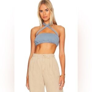 NWT WeWoreWhat The Halter Bra Top in Ivory Spice Girls Y2K Hailey Bieber